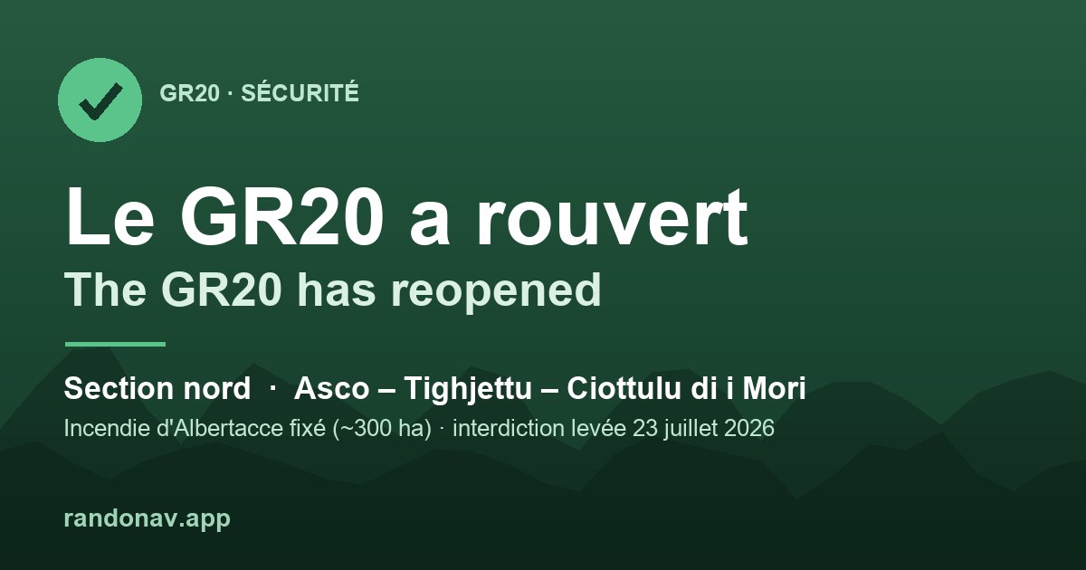 The GR20 has reopened — northern section between Asco and Ciottulu di i Mori